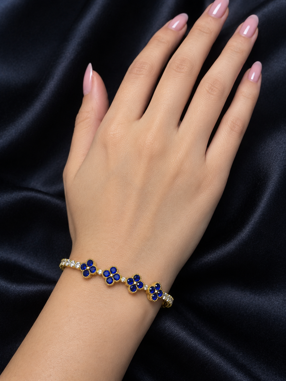 Royal Blue Clover Tennis Bracelet