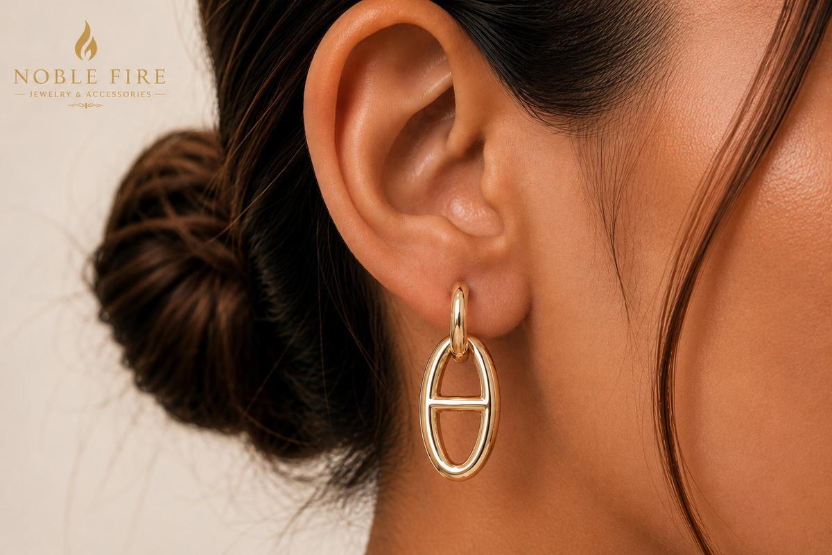 Gold plated Link Drop Earrings