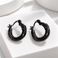 Black Crystal Accent Hoop Earrings