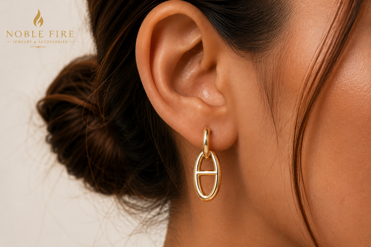 Gold plated Link Drop Earrings