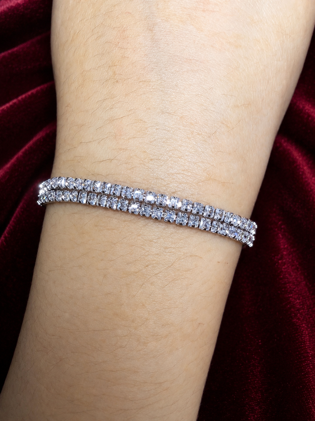 Double-Row Crystal Tennis Bracelet