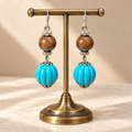 The Kilma Earrings- Turquoise & Brown Beaded Drop Earrings — Pre-Loved