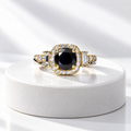 Black Crystal Halo Statement Ring