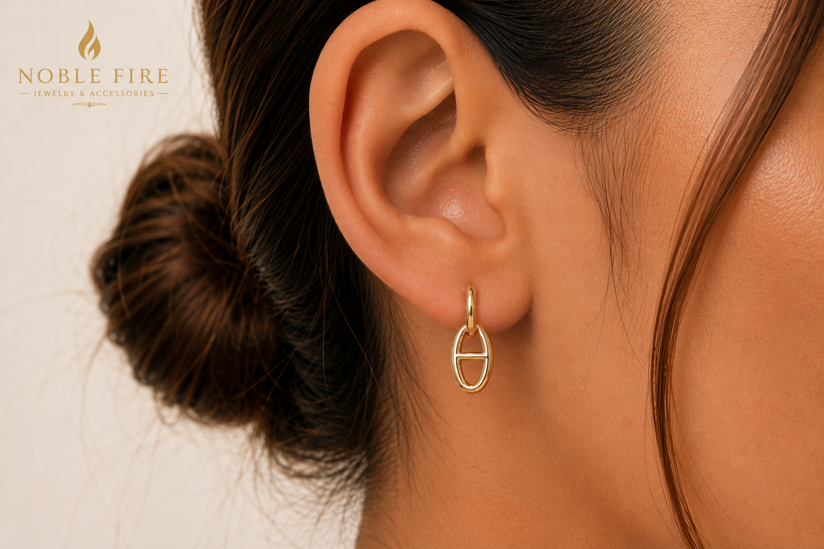 Gold plated Link Drop Earrings