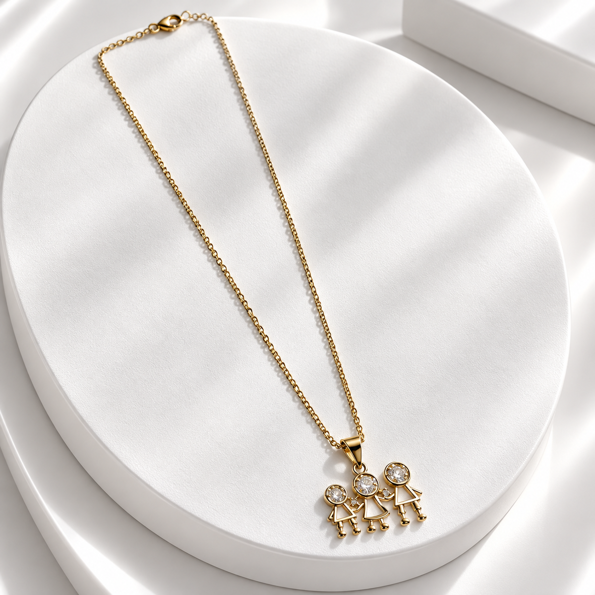 Gold-Plated Chain with 3 Children CZ Pendant
