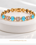 Aqua Blue & Crystal Statement Bracelet