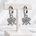 Silver-Plated Crystal Bow Heart Drop Earrings