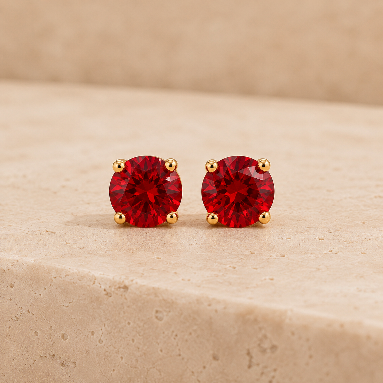 Red Zirconia Stud Earrings