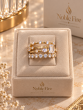 Gold-Tone Mixed-Cut Crystal Ring Set
