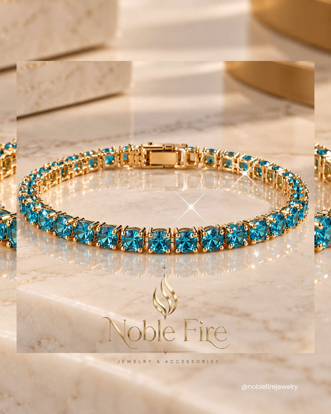 Aqua Blue Crystal Tennis Bracelet