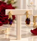 Garnet-Tone Oval Drop Earrings