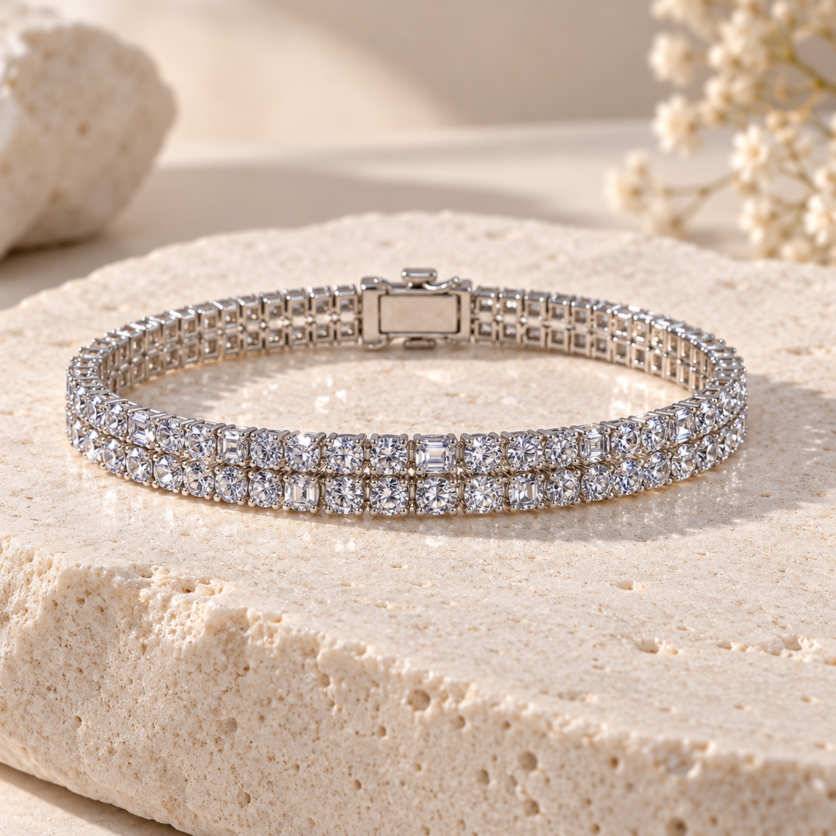 Double-Row Crystal Tennis Bracelet
