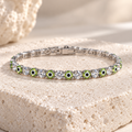 Green Evil Eye and Crystals Tennis Bracelet