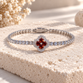 Red Clover and Crystals Tennis Bracelet