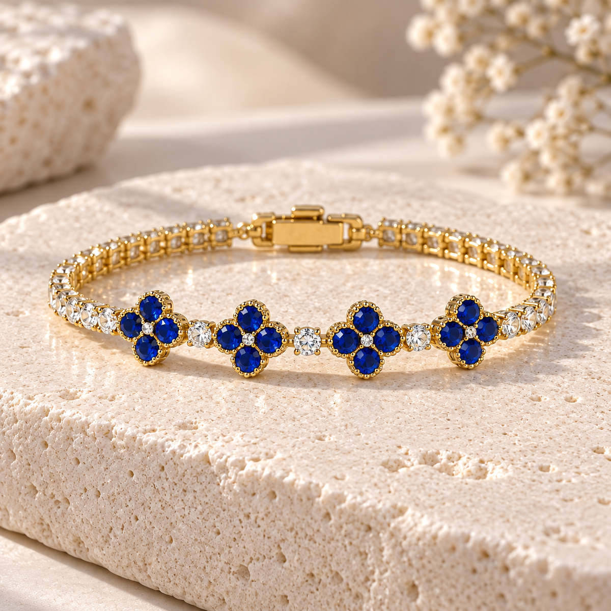 Royal Blue Clover Tennis Bracelet