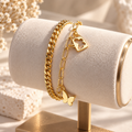 Gold-Plated Double-Strand Charm Bracelet