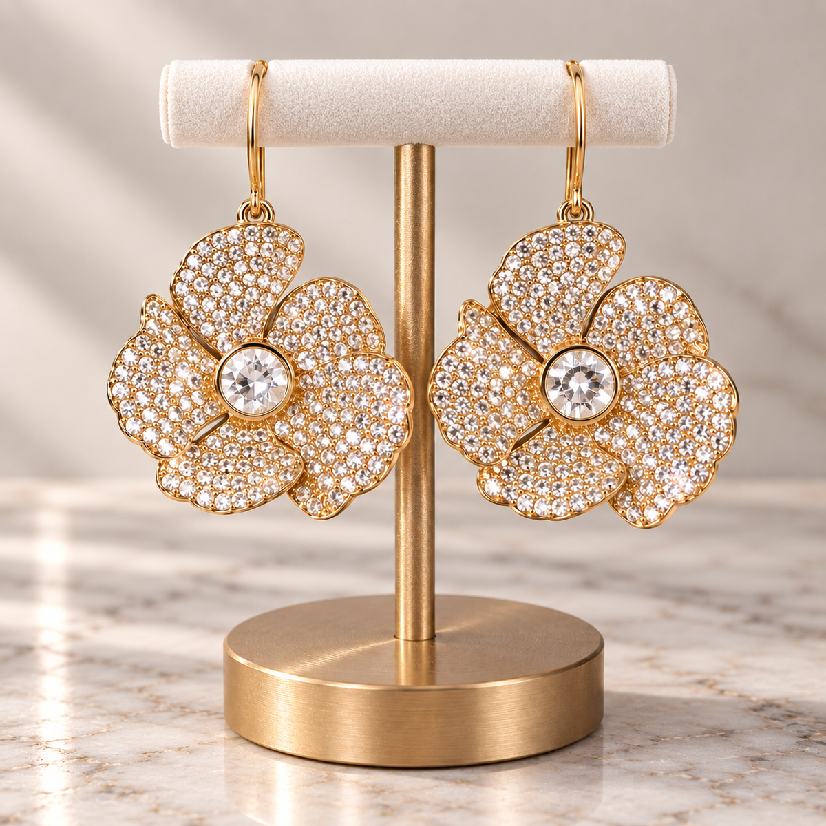 The Camille Earrings — Pre-Loved Crystal Floral Statement Earrings