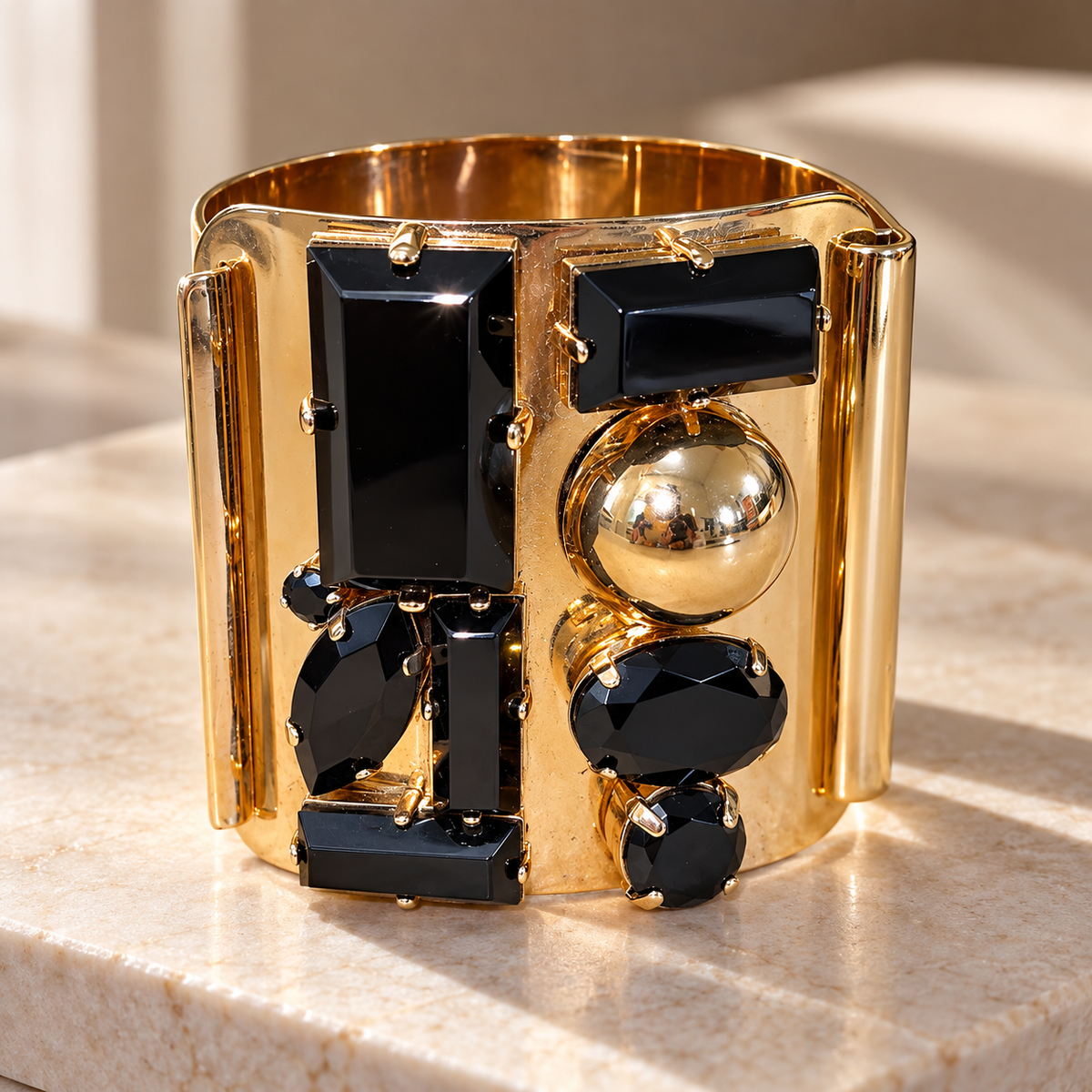 The Yisbel | Black & Gold Statement Cuff — Pre-Loved