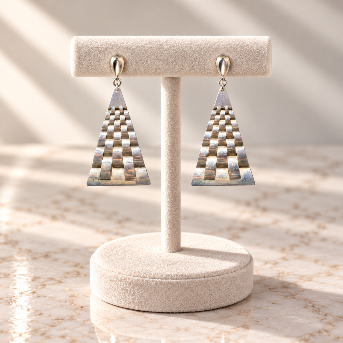The Hallie | Silver-Tone Geometric Drop Earrings — Pre-Loved