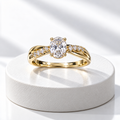 Gold-Plated Oval Crystal Ring