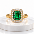 Emerald-Green Crystal Halo Ring