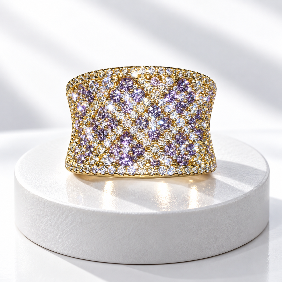 The Isadora Ring- Gold Plated Pavé Lattice Statement Ring