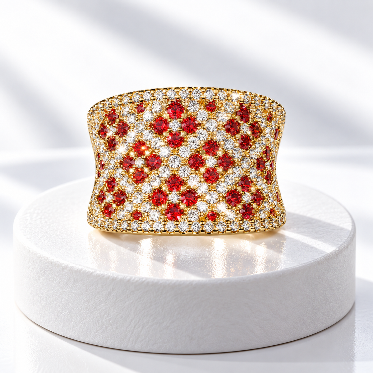 The Isadora Ring- Gold Plated Pavé Lattice Statement Ring