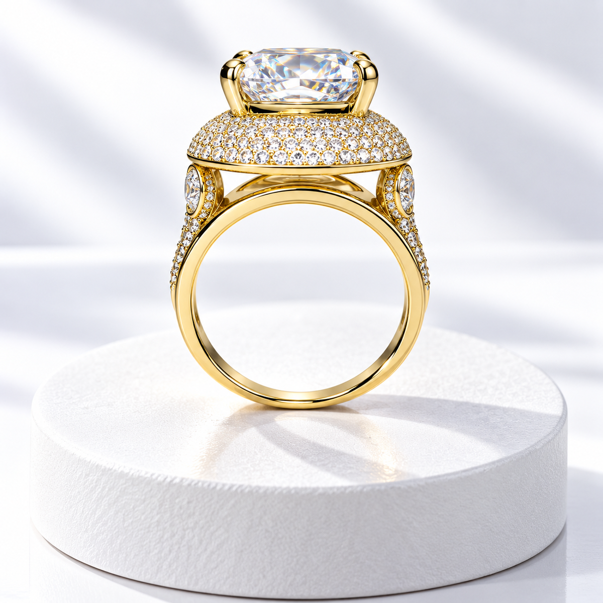 Gold-Tone Cushion-Cut Statement Ring