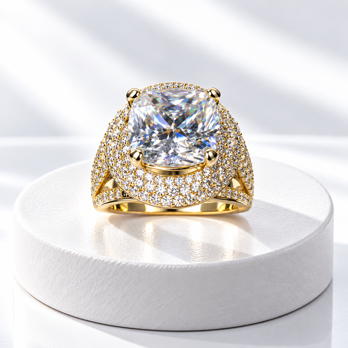 Gold-Tone Cushion-Cut Statement Ring