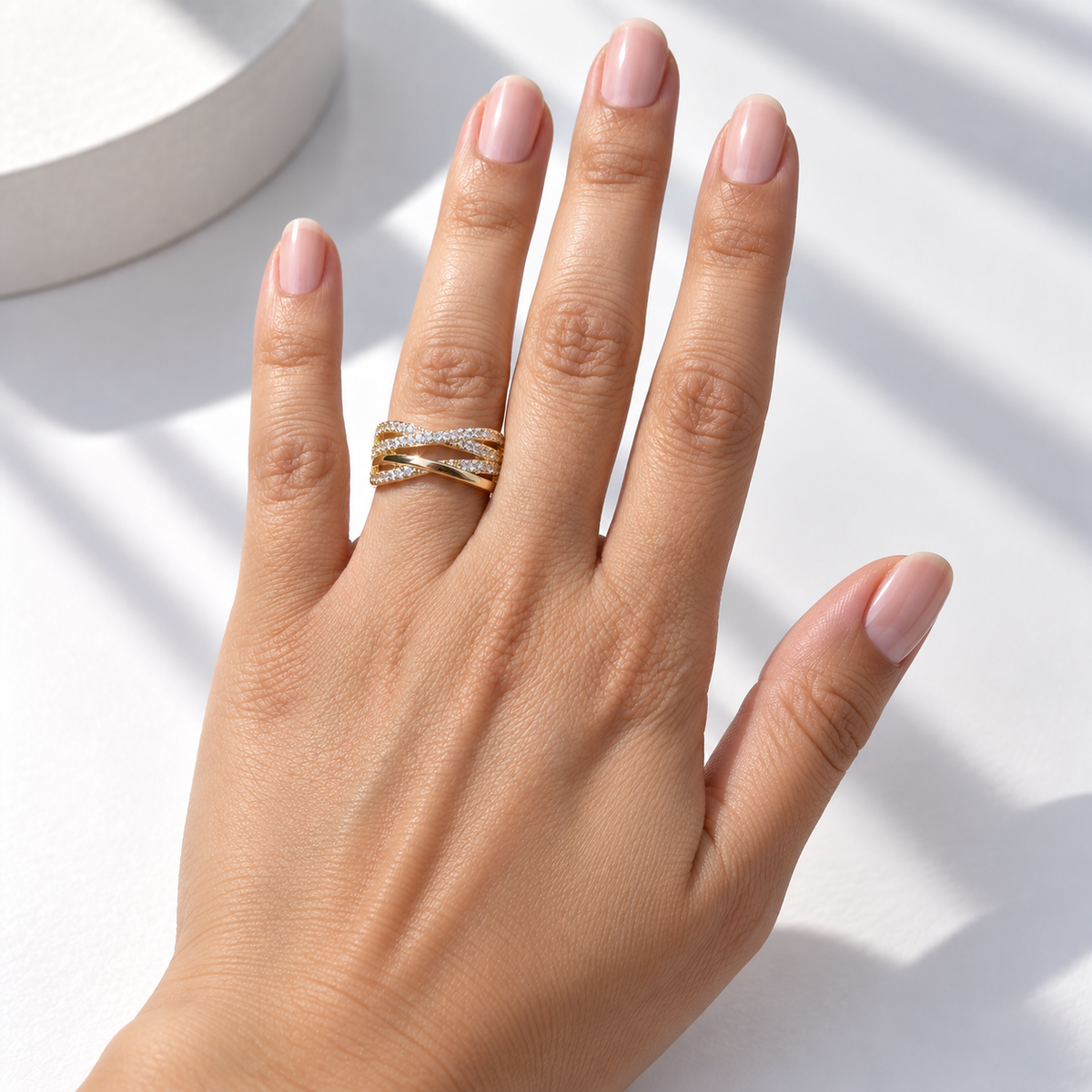 High Quality Gold Plated Crossover Band Ring