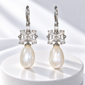 Freshwater Pearl & CZ Drop Earrings