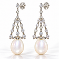 Freshwater Pearl & CZ Chandelier Drop Earrings