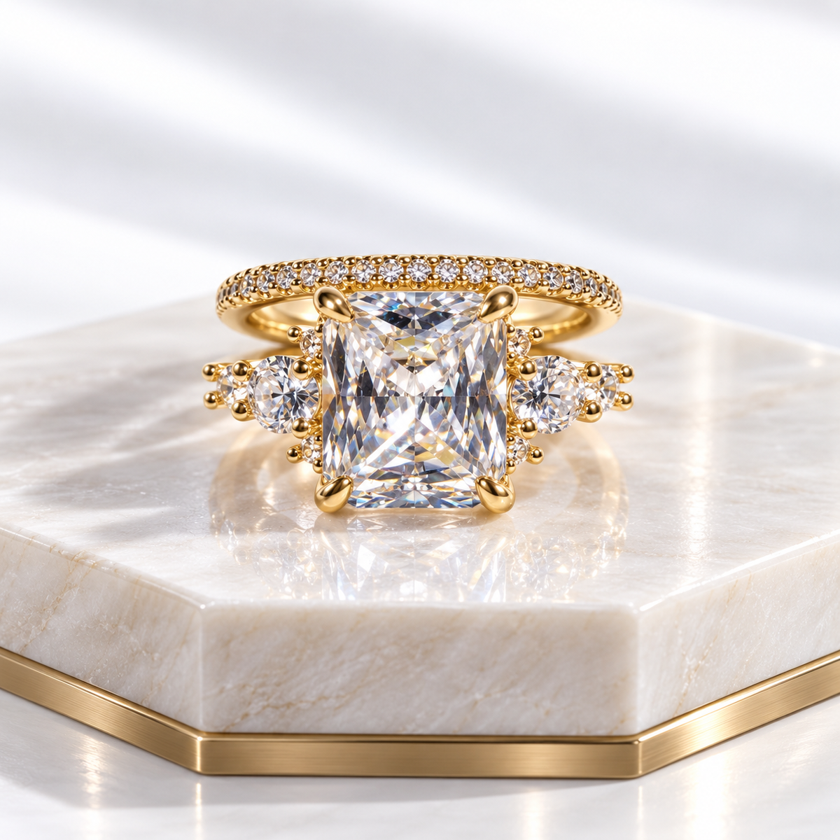 Stainless Steel & Cubic Zirconia Two-Piece Ring Set
