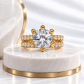 Gold-Plated Clear Stone Statement Ring