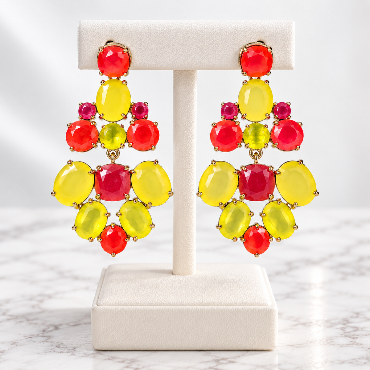 The Paloma Earrings — Multicolor Crystal Statement Chandelier Earrings