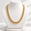 Gold-Plated Cuban Link Statement Necklace —
