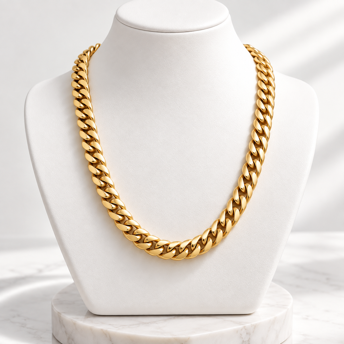 Gold-Plated Cuban Link Statement Necklace —