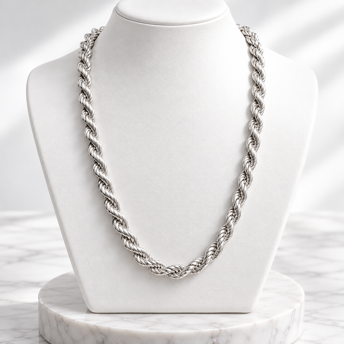 Silver-Plated Rope Chain Necklace