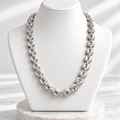 Silver-Plated Scalloped Medallion Link Chain — 20"