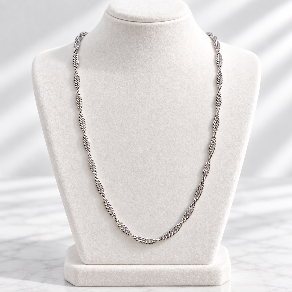 Silver-Plated Twisted Chain Necklace