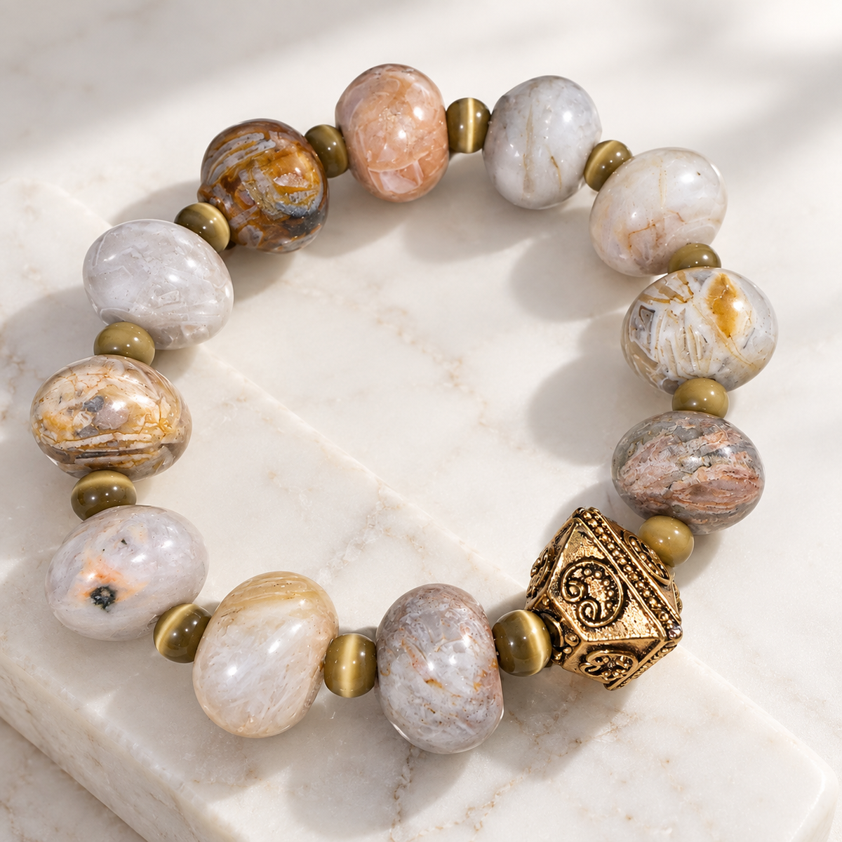 The Gaia Bracelet. Pre-Loved Earth-Tone Stone Beaded Bracelet