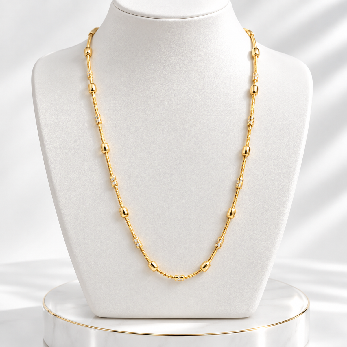 Gold-Plated Beaded Station Necklace