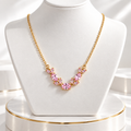 Pink Marquise Gold-Tone Necklace