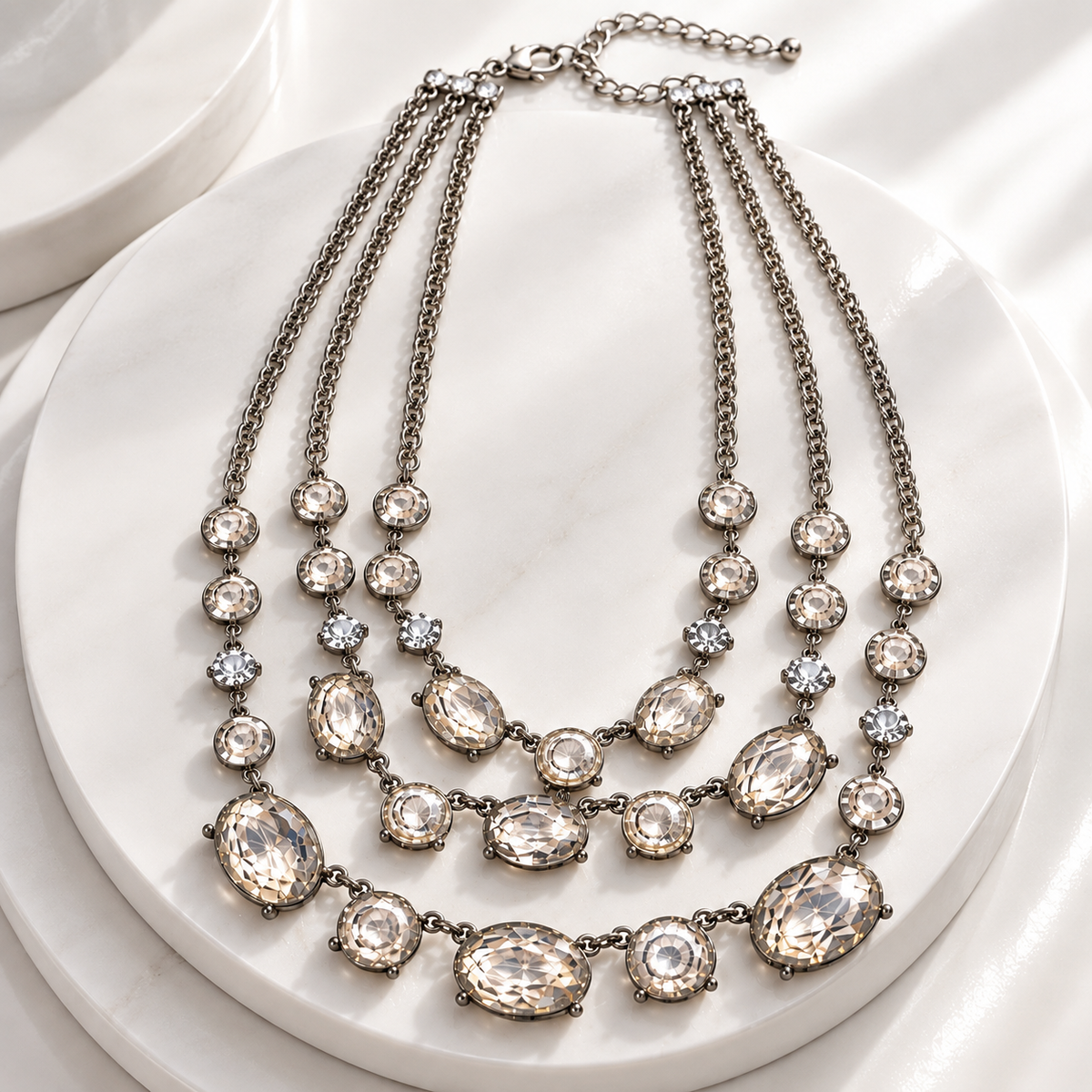 The Vivienne Necklace — Pre-Loved Multi-Strand Crystal Statement Necklace