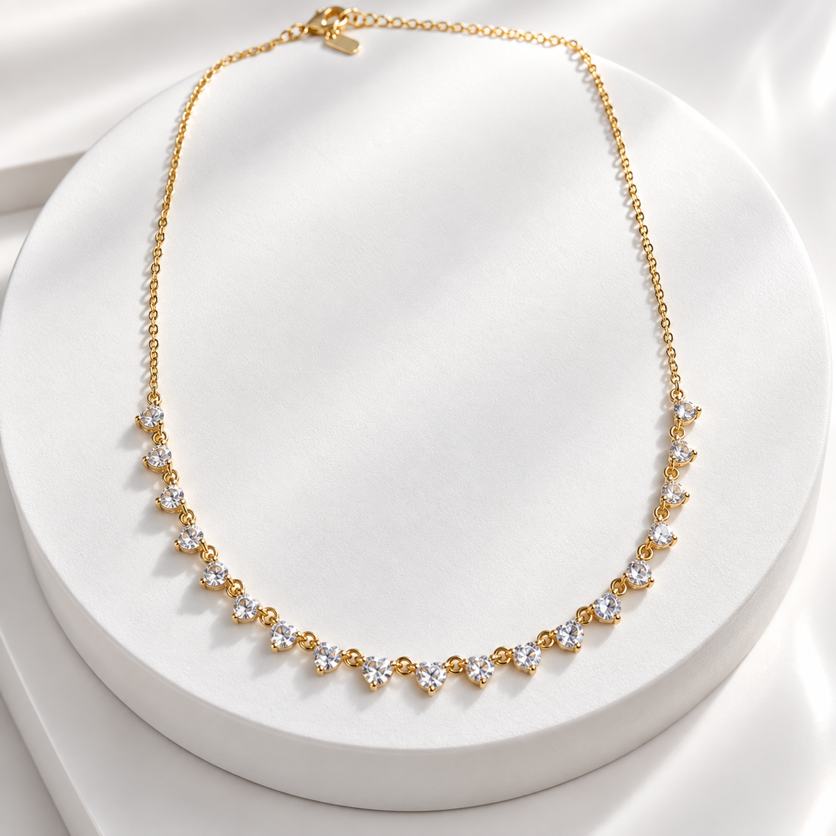 Gold-Plated CZ Station Necklace