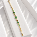 Green Pavé Gold-Plated Link Bracelet