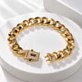 Gold- PlayedCuban Lonk CZ Bracelet for Men.