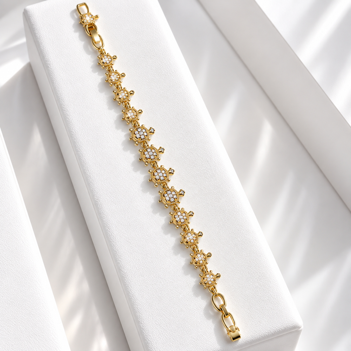 Gold-Plated Crystal Turtle Bracelet