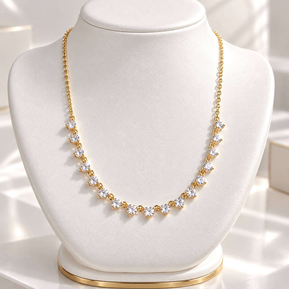 Gold-Plated CZ Station Necklace