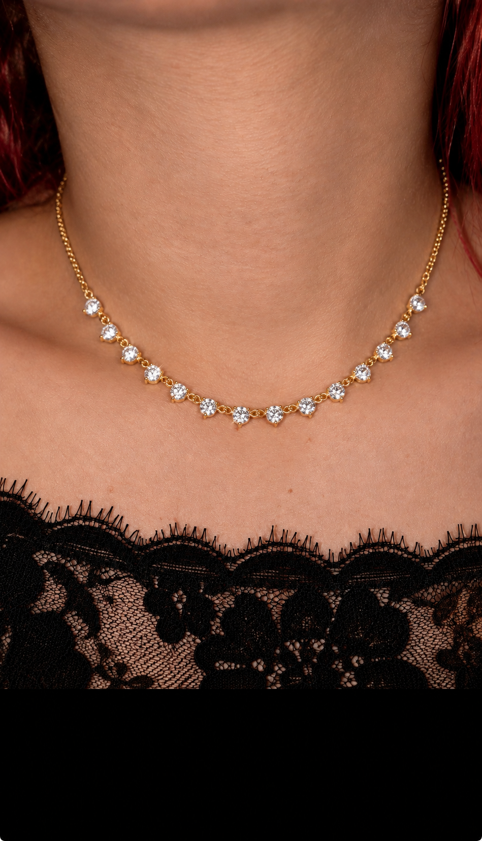 Gold-Plated CZ Station Necklace